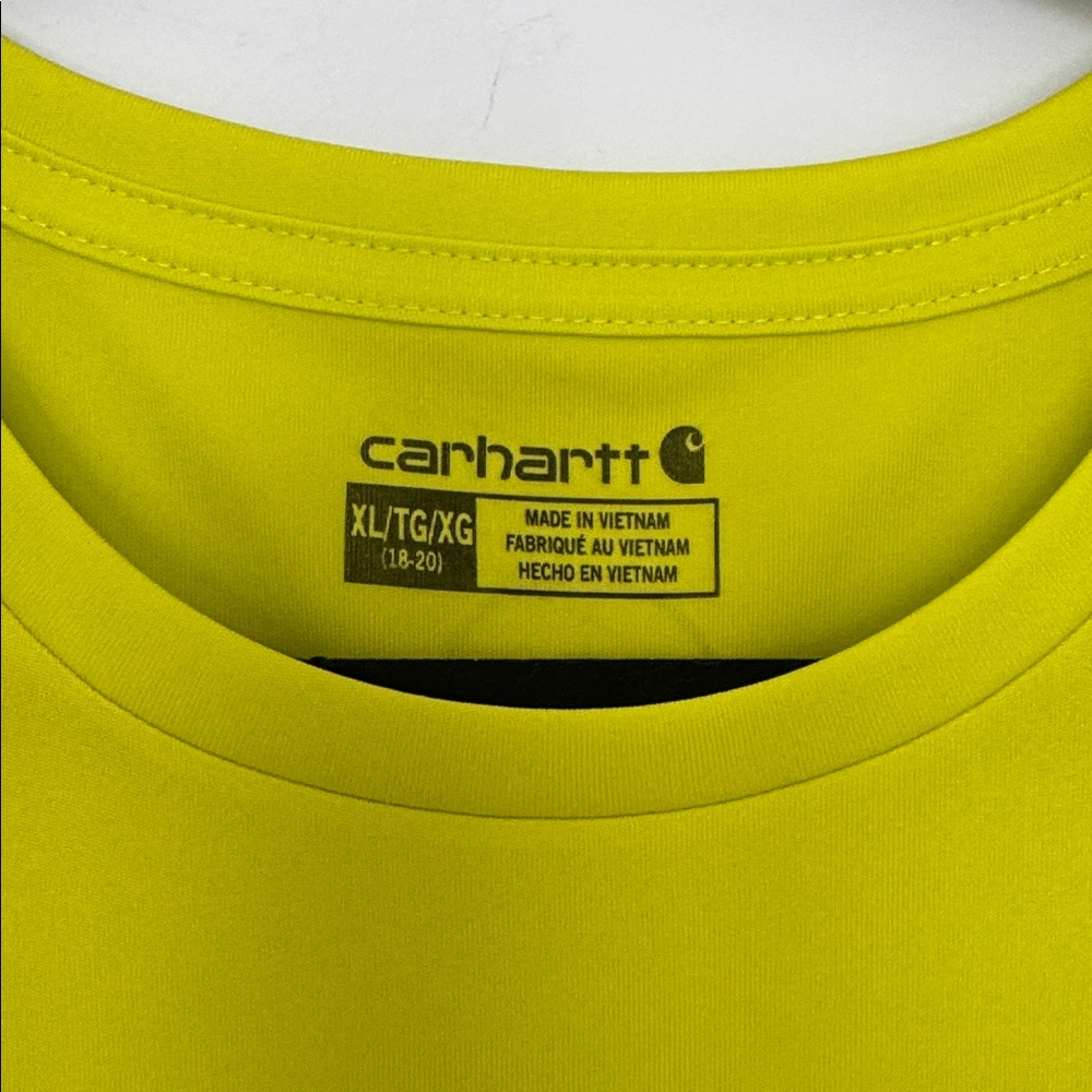Carhartt NWT Boys’ Force Sun Defender T-shirt, Neon Green - Size XL - Picture 3 of 7